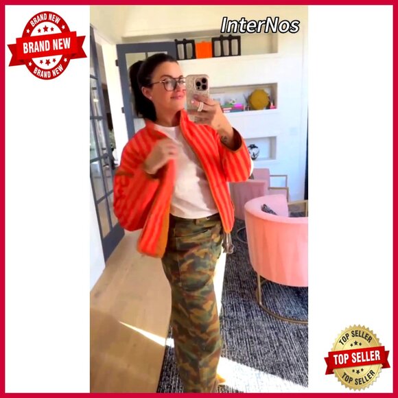 Lightweight Quilted Puffer Jacket with Pockets, Stand Collar, Loose Fit - Picture 7 of 7